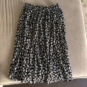 Floral Midi Skirt with Elastic Band